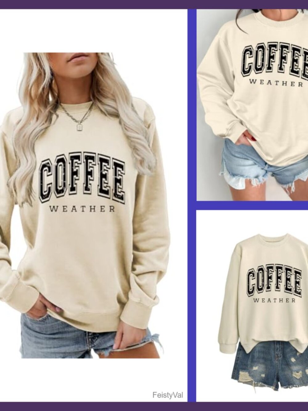 Coffee Weather Sweatshirt Women Graphic Crew Neck Fall Long Sleeve Pullover